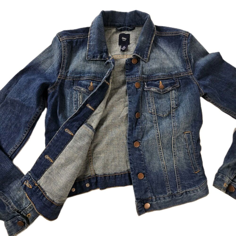 Gap 1969 Women's Blue Denim Trucker Jacket Button Front Size S
